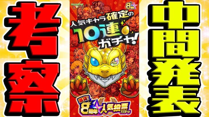 【モンスト】順当？予想外？8周年人気投票ガチャ中間発表を考察