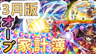 【モンスト】みんな！オーブ集めたよ！ずぼらオーブ家計簿３月版【りょち】